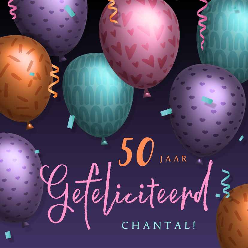 Ballonnen verjaardagskaart met naam en aanpasbare leeftijd - Verjaardagskaarten Verjaardagskaarten - Ballonnen verjaardagskaart met naam en aanpasbare leeftijd