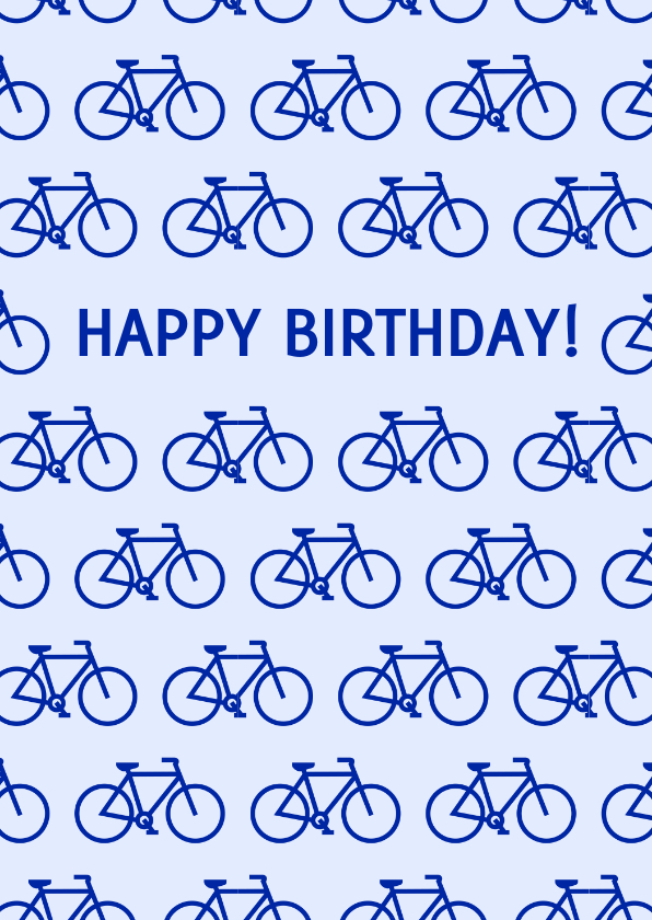 Verjaardagskaarten - Blauwe verjaardagskaart met fietsen happy birthday