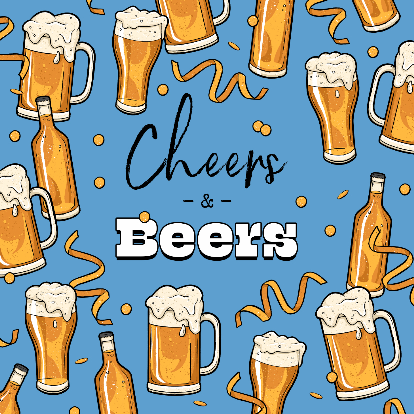 Verjaardagskaarten - Cheers and beers verjaardagskaart feestelijk confetti bier