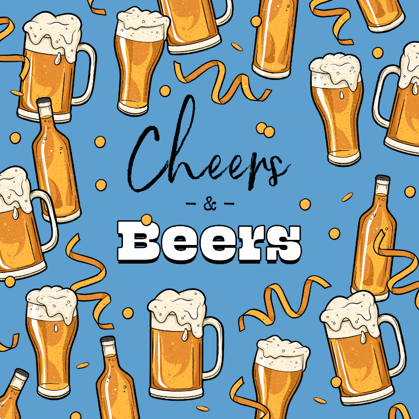 Cheers and beers verjaardagskaart feestelijk confetti bier - Verjaardagskaarten Verjaardagskaarten - Cheers and beers verjaardagskaart feestelijk confetti bier