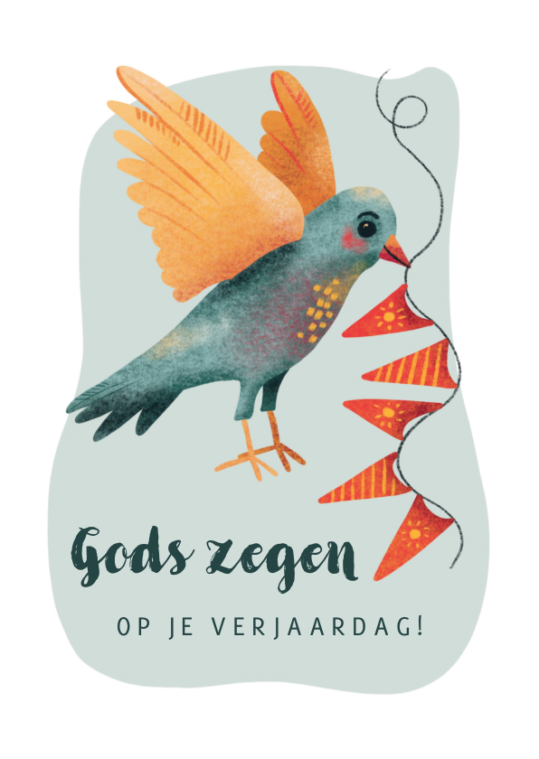 Verjaardagskaarten - Christelijke felicitatie met vogel en slinger