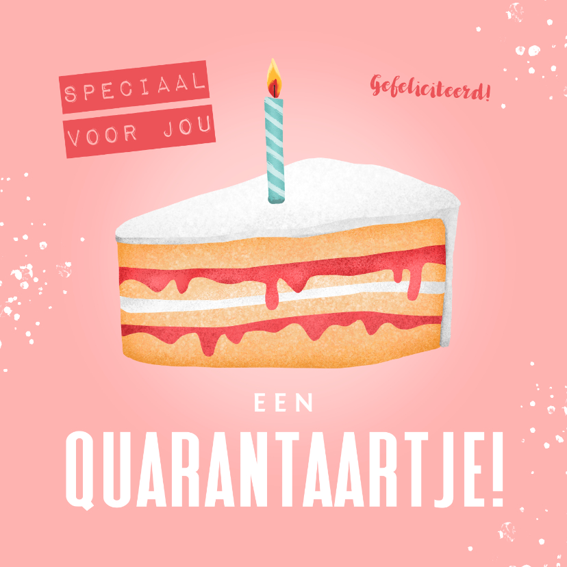 Verjaardagskaarten - Corona taartje verjaardagskaartje quarantaine feestje 