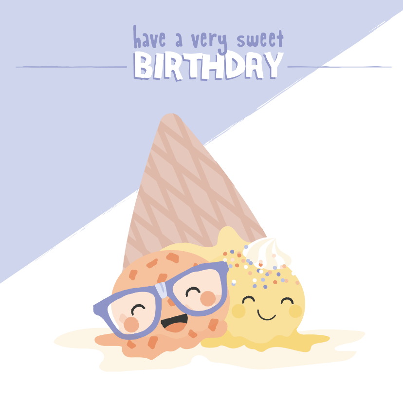 Verjaardagskaarten - Dubbele verjaardagskaart voor een tweeling met ijsjes