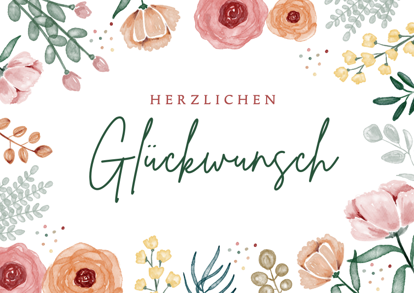 Verjaardagskaarten - Duitse verjaardagskaart met bloemen