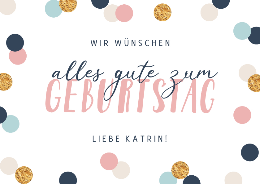 Verjaardagskaarten - Duitse verjaardagskaart met confetti