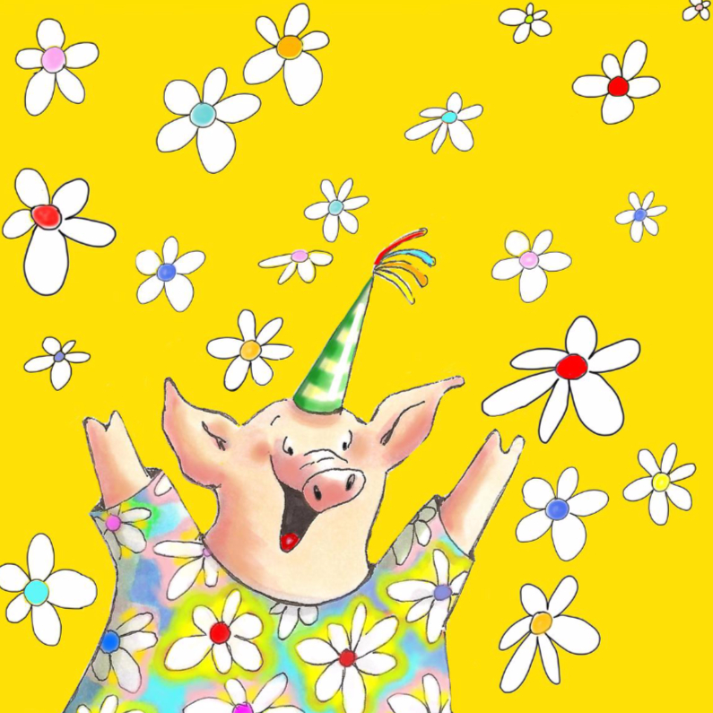Feestelijk varken - Verjaardagskaarten Verjaardagskaarten - Feestelijk varken