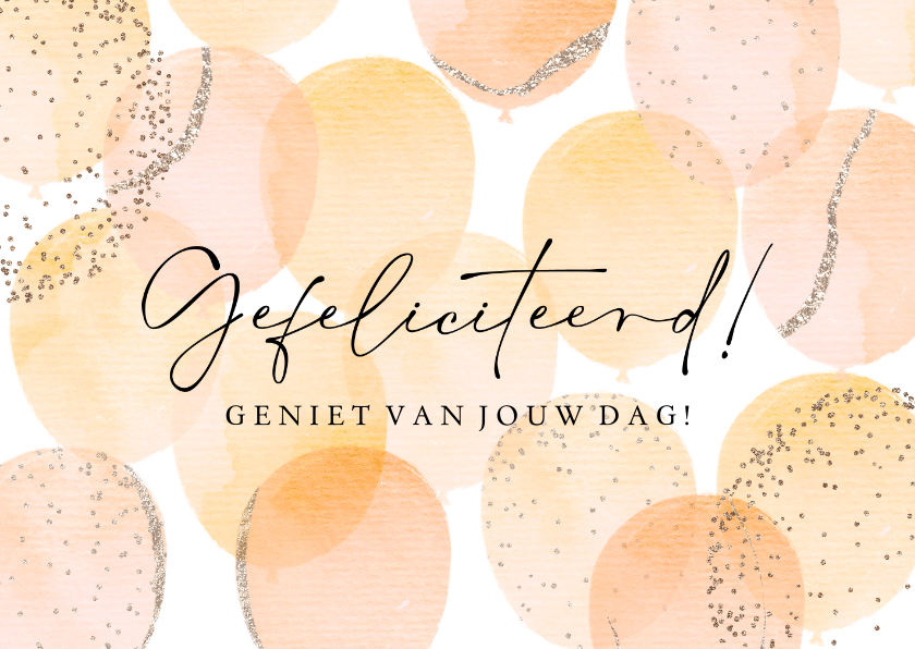Feestelijke verjaardagskaart met watercolour ballonnen - Verjaardagskaarten Verjaardagskaarten - Feestelijke verjaardagskaart met watercolour ballonnen