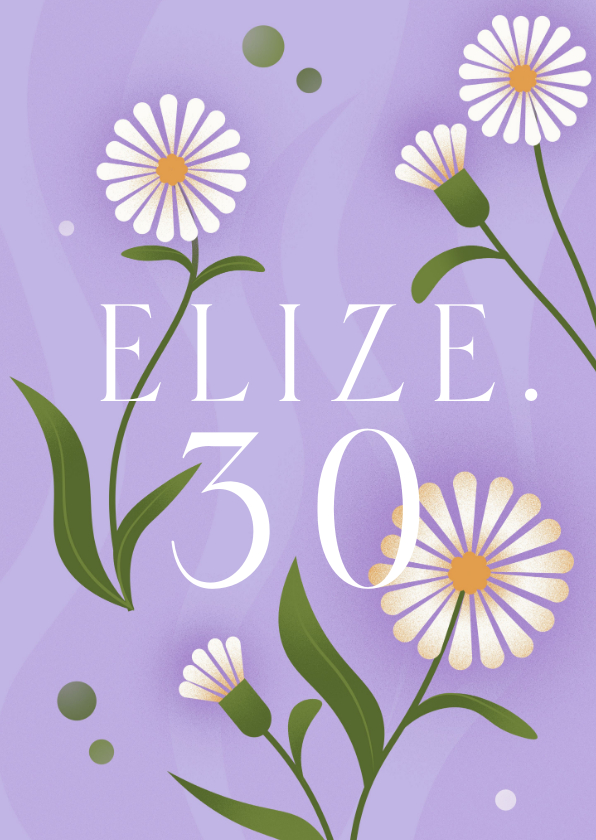 Verjaardagskaarten - Felicitatie kaart 30 jaar met bloemen