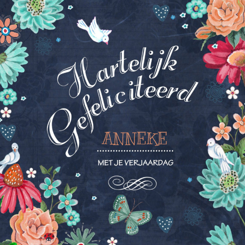 Verjaardagskaarten - Felicitatie Schoolbord Bloemen