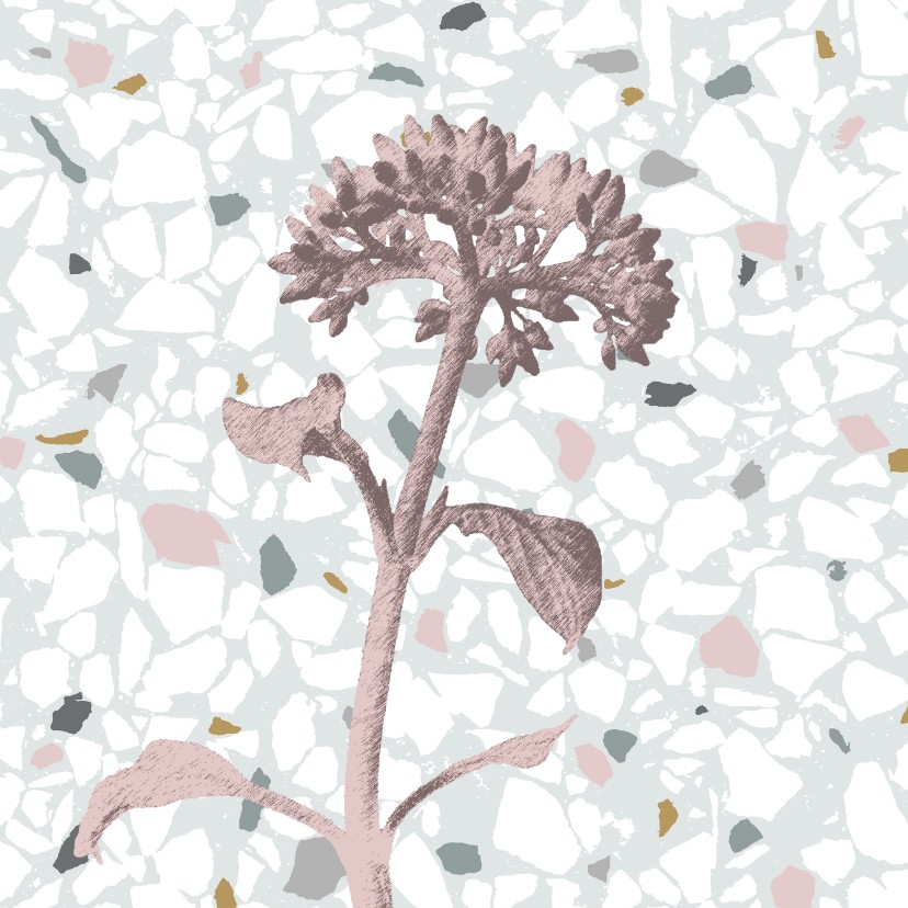 Felicitatie terrazzo met bloem - Verjaardagskaarten Verjaardagskaarten - Felicitatie terrazzo met bloem