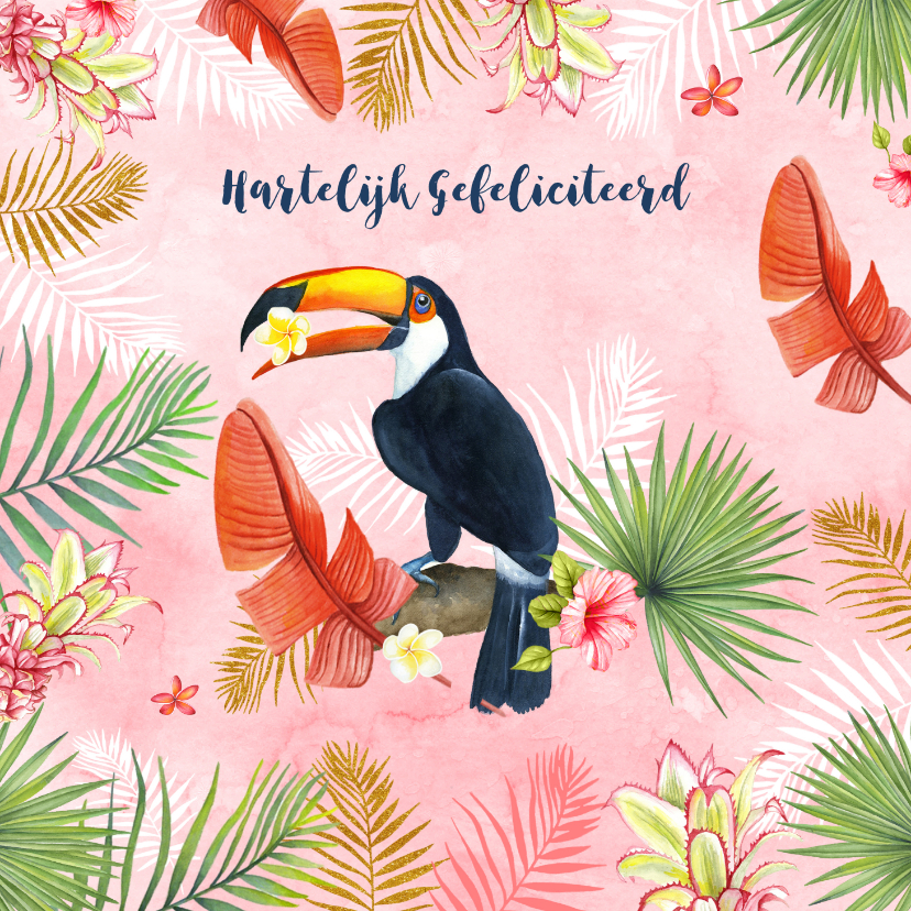 Verjaardagskaarten - Felicitatie tropische toekanvogel