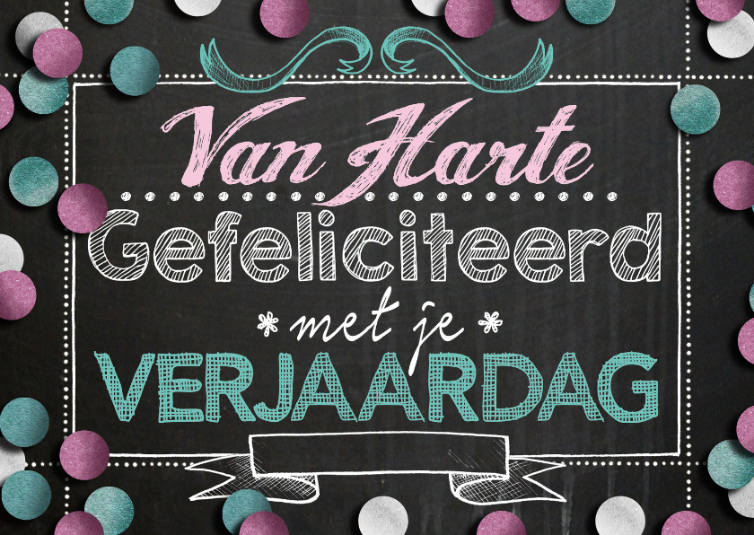 felicitatie verjaardag confetti roze - Verjaardagskaarten Verjaardagskaarten - felicitatie verjaardag confetti roze