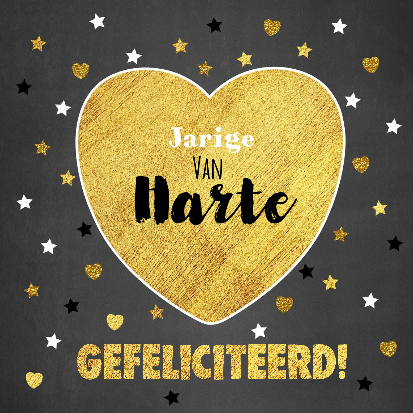 Betere Felicitatie verjaardag goud hart en sterren | Kaartje2go ET-15