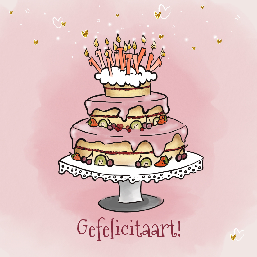 Verjaardagskaarten - Felicitatie verjaardag met een lekker taart
