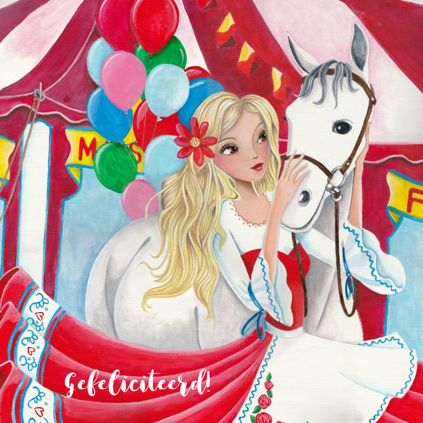Verjaardagskaarten - Felicitatie verjaardag paard ballonnen