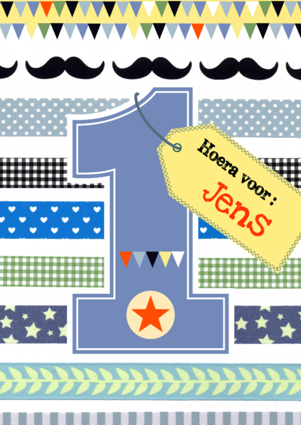 Felicitatiekaart 1 jaar ster hip - Verjaardagskaarten Verjaardagskaarten - Felicitatiekaart 1 jaar ster hip