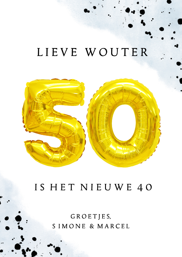 Felicitatiekaart 50ste verjaardag man met cijferballonnen - Verjaardagskaarten Verjaardagskaarten - Felicitatiekaart 50ste verjaardag man met cijferballonnen