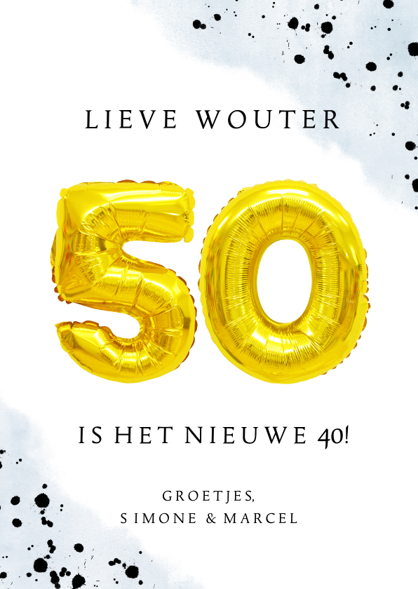 Verjaardagskaarten - Felicitatiekaart 50ste verjaardag man met cijferballonnen