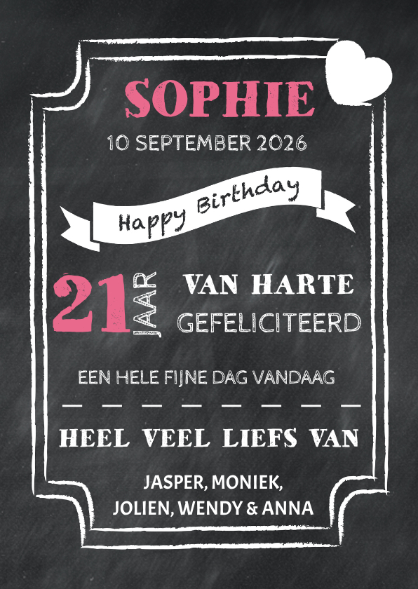 Verjaardagskaarten - Felicitatiekaart krijtbord - DH