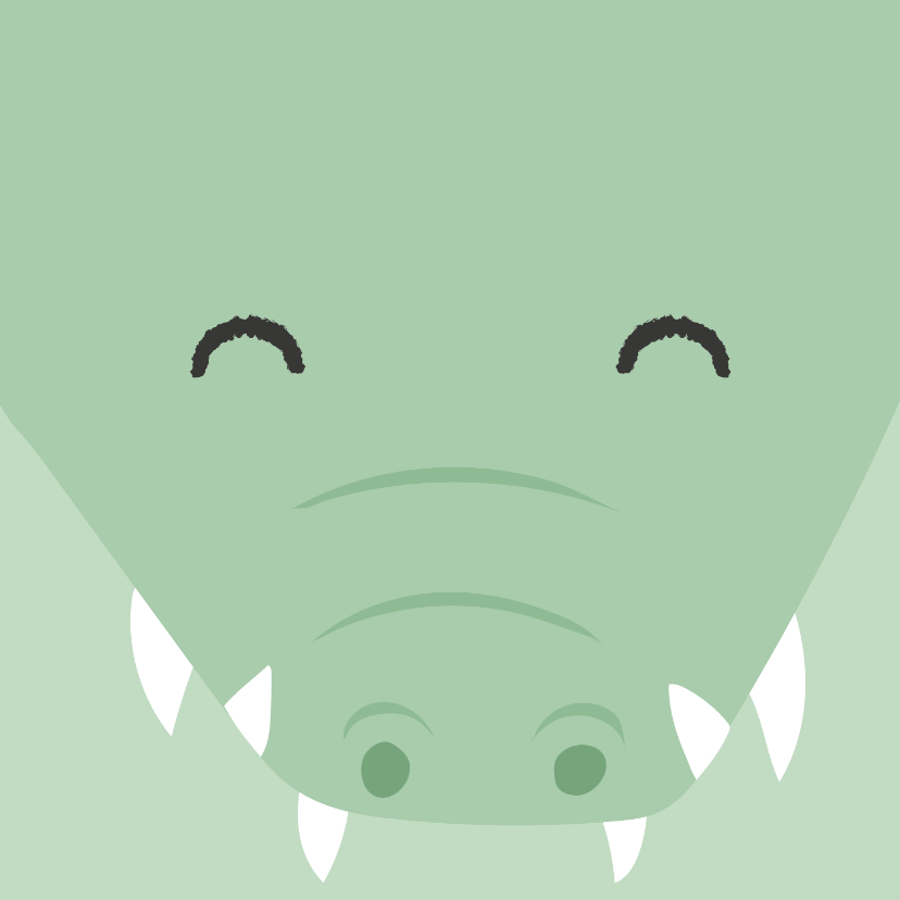 Verjaardagskaarten - Felicitatiekaart met getekend gezicht van een krokodil.