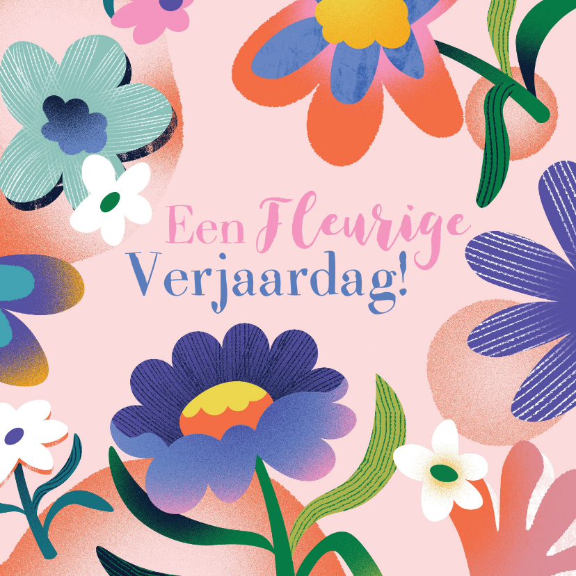 Verjaardagskaarten - Felicitatiekaart met kleurrijke bloemen