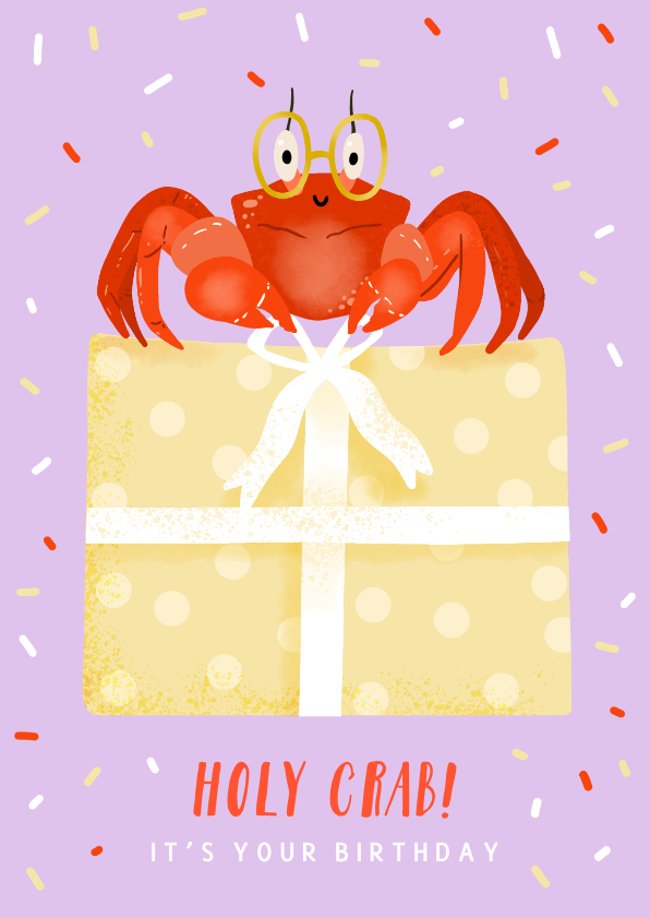 Verjaardagskaarten - Felicitatiekaart met krab, have a CRAB-tastic Birthday