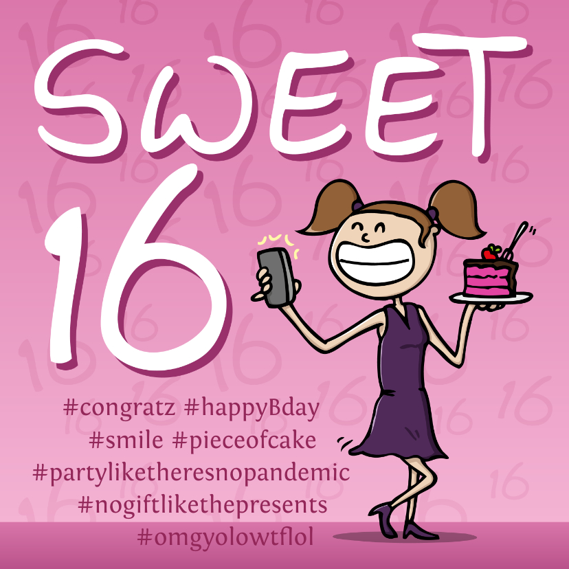 Verjaardagskaarten - Felicitatiekaart Sweet 16
