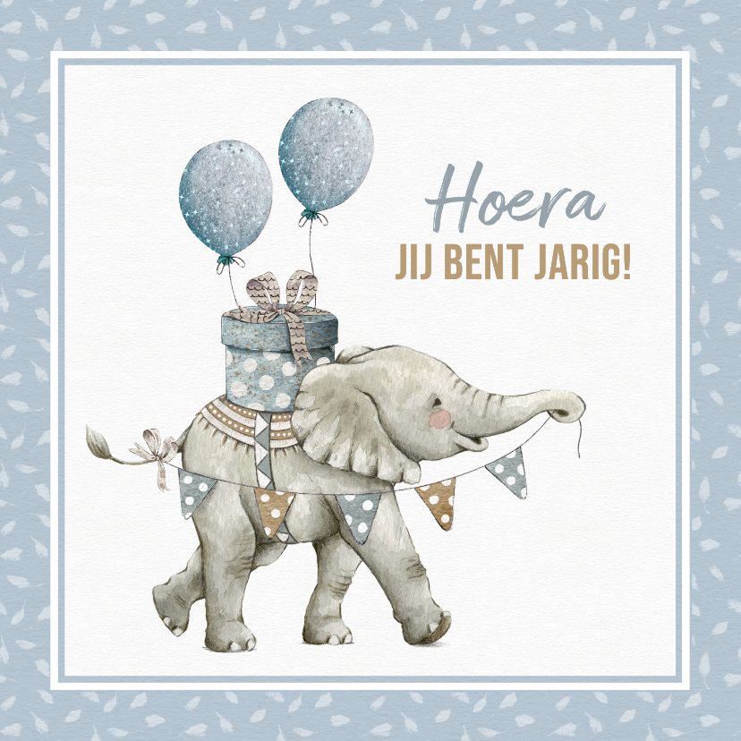 Felicitatiekaart verjaardag kind met feestelijk olifantje - Verjaardagskaarten Verjaardagskaarten - Felicitatiekaart verjaardag kind met feestelijk olifantje