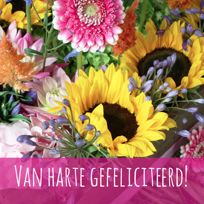 Felicitatiekaart vrolijk boeket - Verjaardagskaarten Verjaardagskaarten - Felicitatiekaart vrolijk boeket