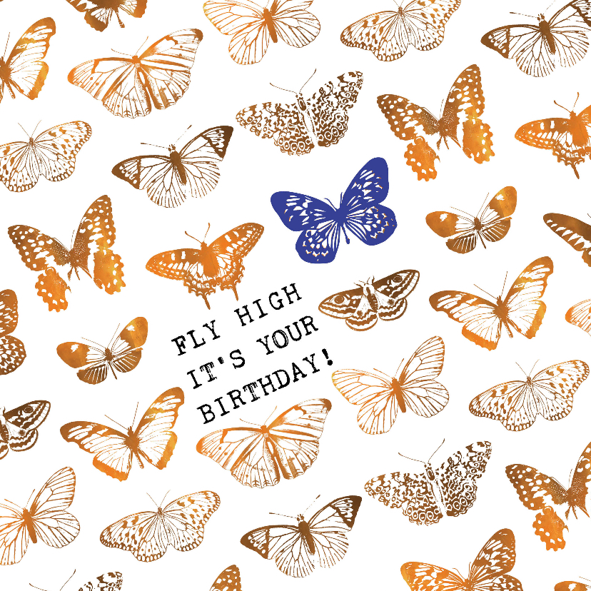 Verjaardagskaarten - Fly High It's your birthday! verjaardagskaart met vlinders