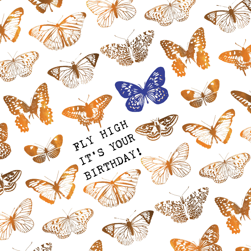 Fly High It's your birthday! verjaardagskaart met vlinders - Verjaardagskaarten Verjaardagskaarten - Fly High It's your birthday! verjaardagskaart met vlinders