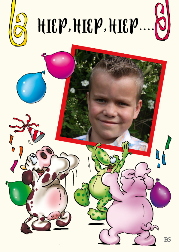 Foto verjaardag 7 dieren met foto RN - Verjaardagskaarten Verjaardagskaarten - Foto verjaardag 7 dieren met foto RN