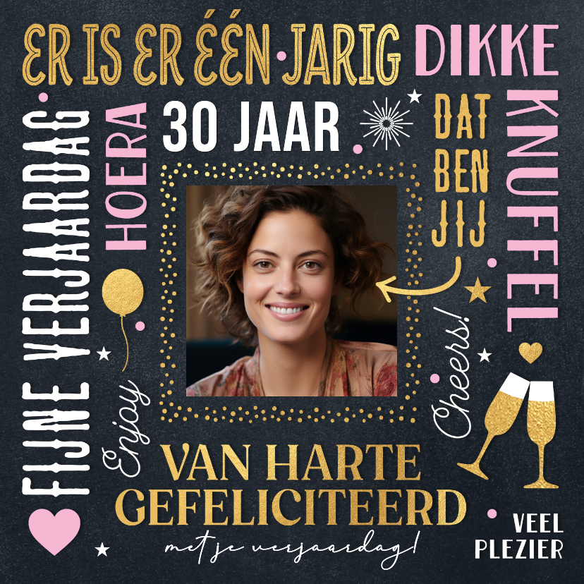 Verjaardagskaarten - Foto verjaardag kaart typografie op krijtbord