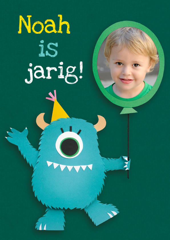 Fotokaart met monster - Verjaardagskaarten Verjaardagskaarten - Fotokaart met monster
