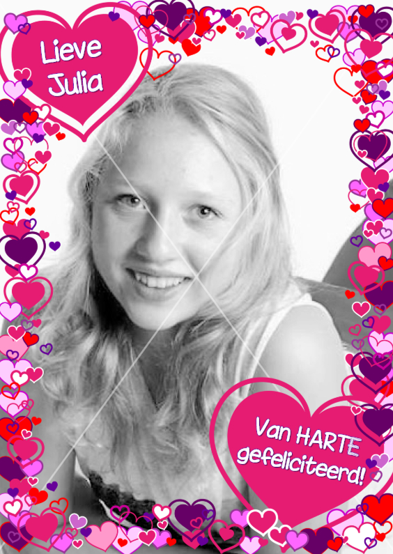 Fotokader Vrolijke fotokaart hartjes - Verjaardagskaarten Verjaardagskaarten - Fotokader Vrolijke fotokaart hartjes