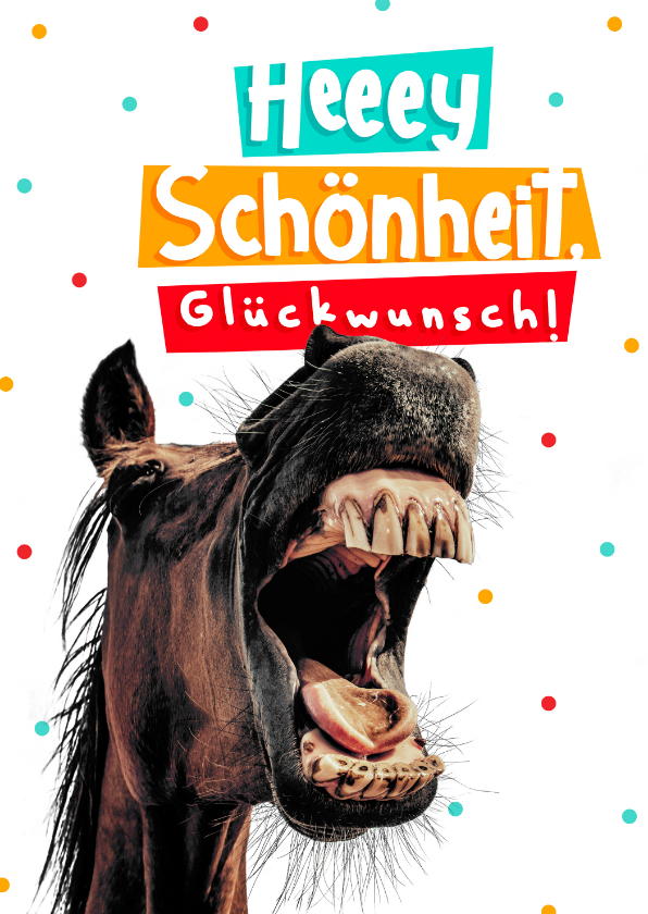 Verjaardagskaarten - Grappige Duitse verjaardagskaart met paard