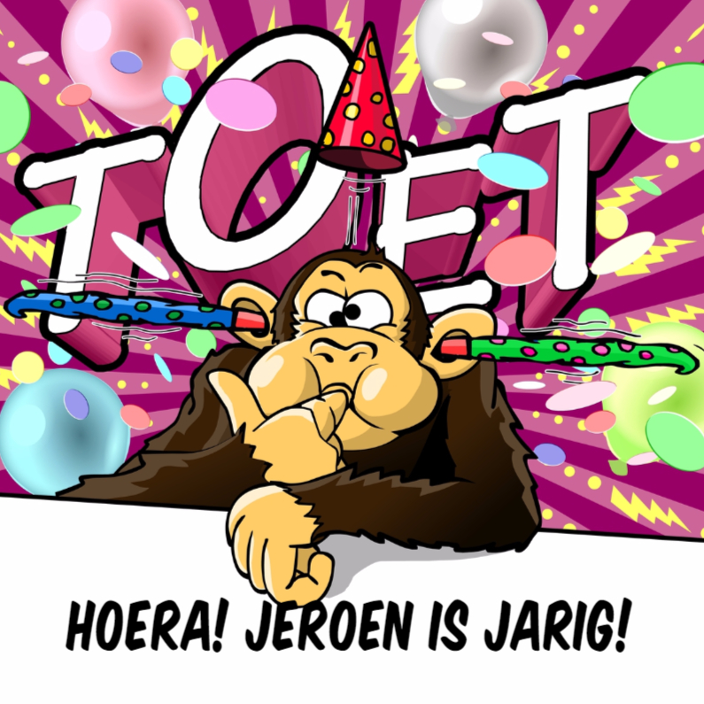 Verjaardagskaarten - GRAPPIGE FEEST AAP