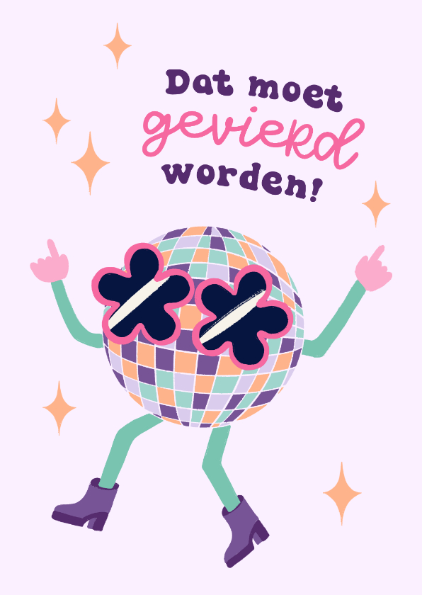 Verjaardagskaarten - Grappige felicitatiekaart met dansende discobal