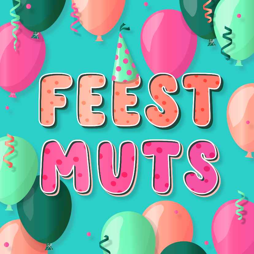Grappige kleurrijke feestmuts verjaardagskaart woordgrap - Verjaardagskaarten Verjaardagskaarten - Grappige kleurrijke feestmuts verjaardagskaart woordgrap