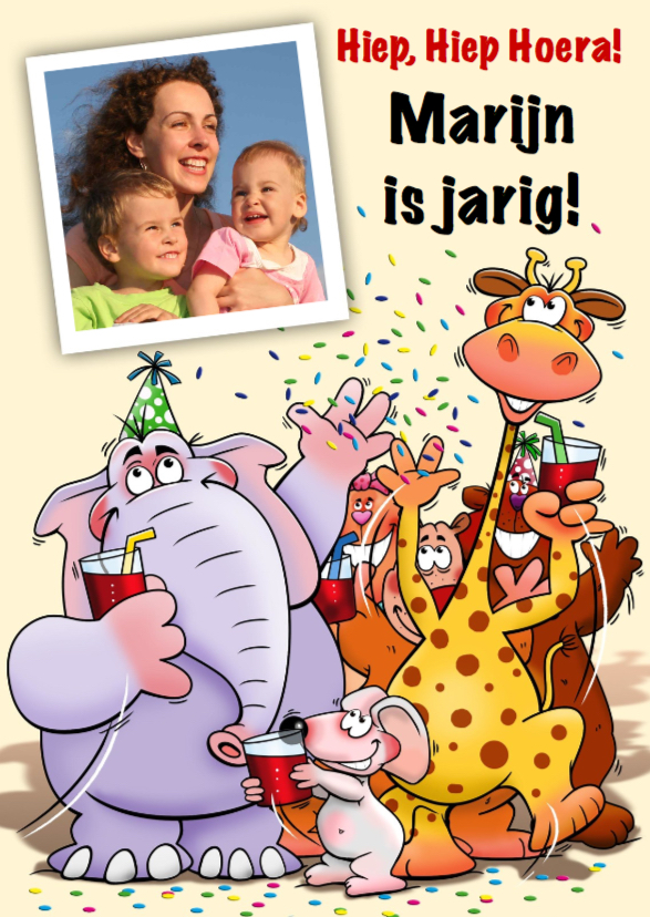Grappige verjaardagkaart met leuke dieren voor kind - Verjaardagskaarten Verjaardagskaarten - Grappige verjaardagkaart met leuke dieren voor kind