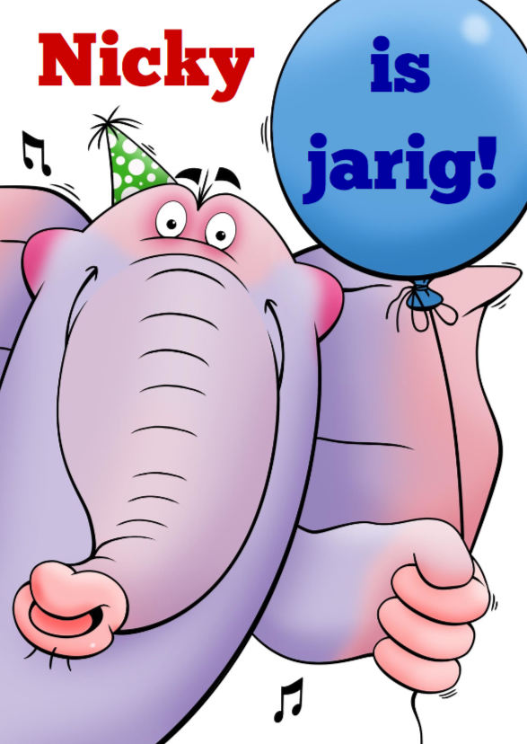 Verjaardagskaarten - Grappige verjaardagkaart olifant met ballon