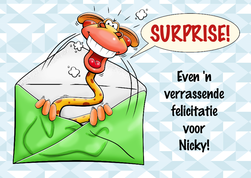 Verjaardagskaarten - Grappige verjaardagskaart giraf in envelop surprise!