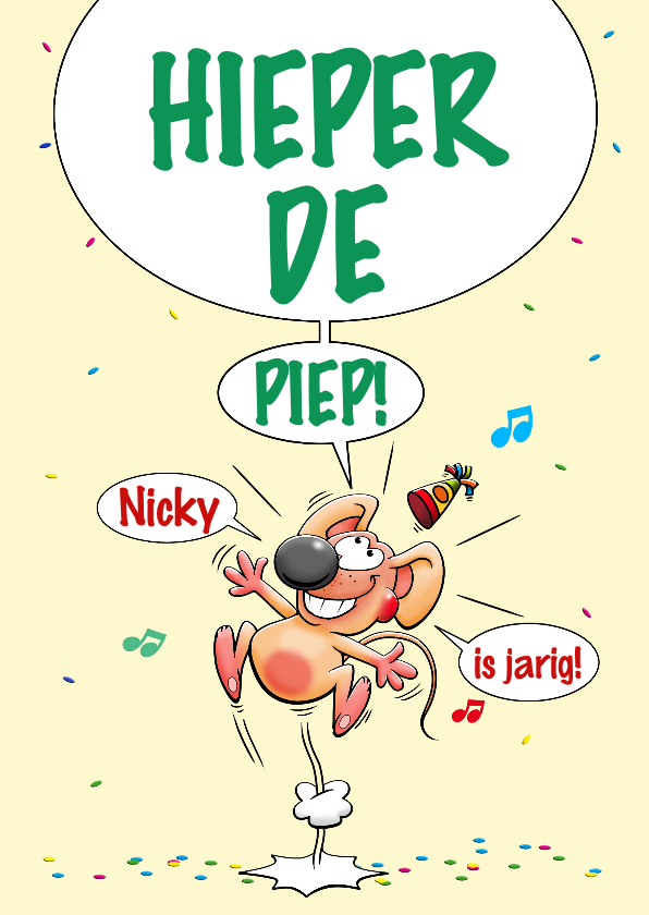 Verjaardagskaarten - Grappige verjaardagskaart Hieper de piep muis