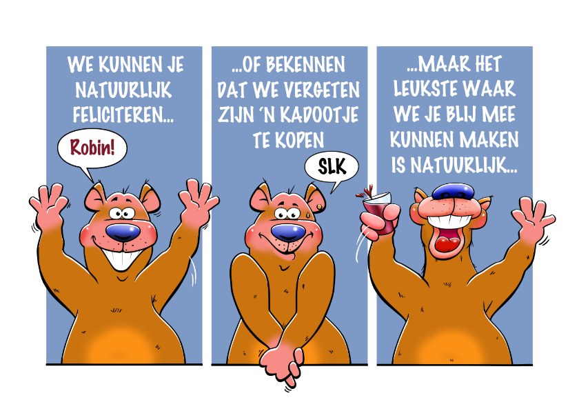 Draak Viskeus Verslaafde Grappige verjaardagskaart met 3 beren en fles | Kaartje2go