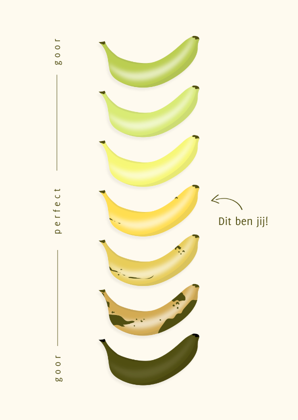 Verjaardagskaarten - Grappige verjaardagskaart met bananen je bent nu perfect