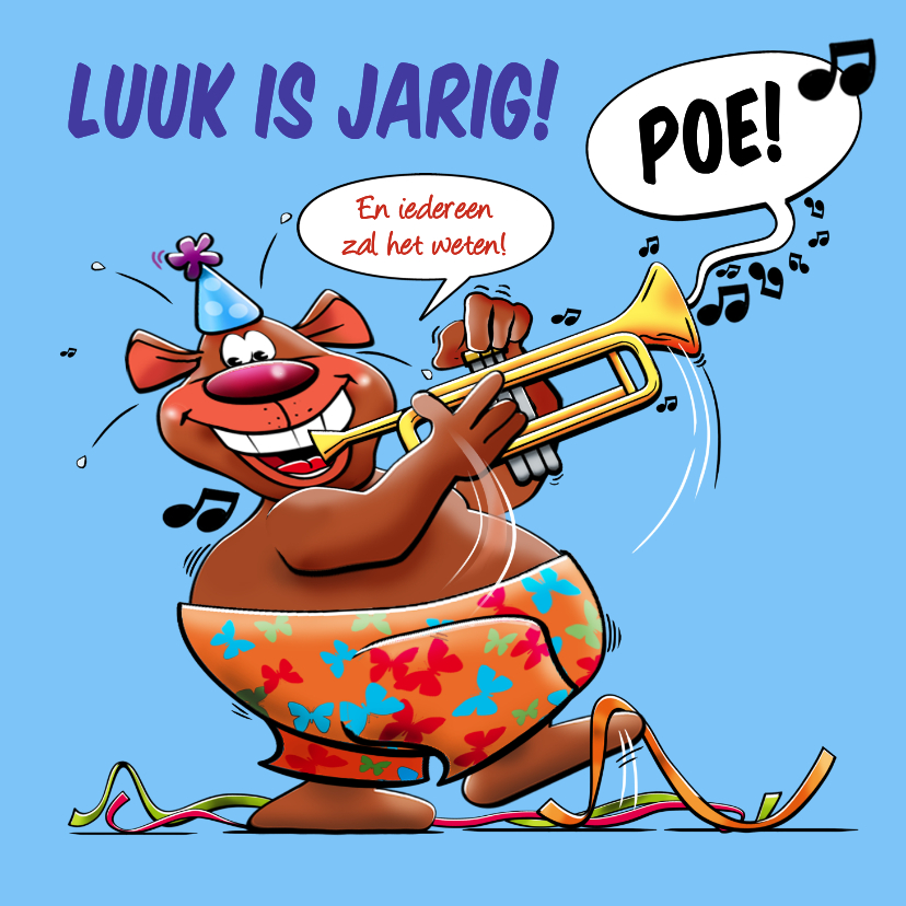 Verjaardagskaarten - Grappige verjaardagskaart met beer, die muziek maakt