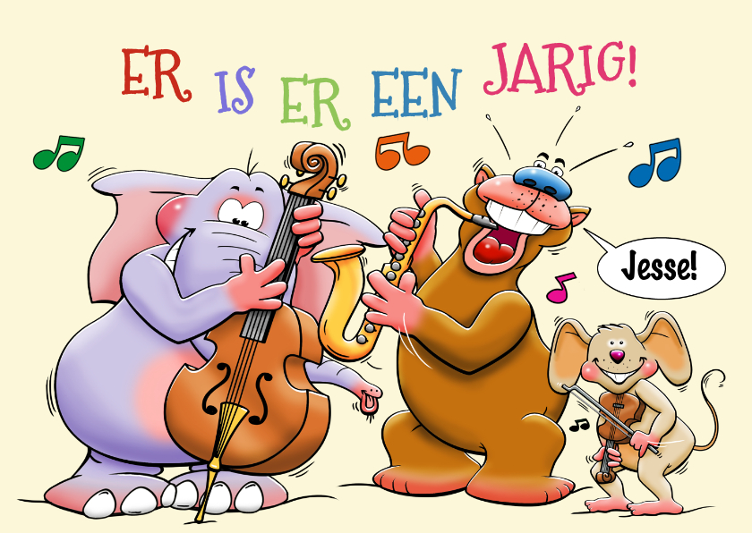 Spelen met Het beste krassen Grappige verjaardagskaart met dieren die muziek | Kaartje2go