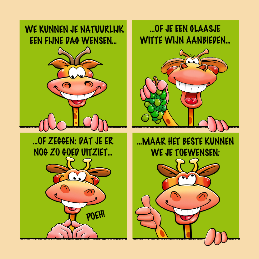 Goede Grappige verjaardagskaart met giraffen als | Kaartje2go PB-07