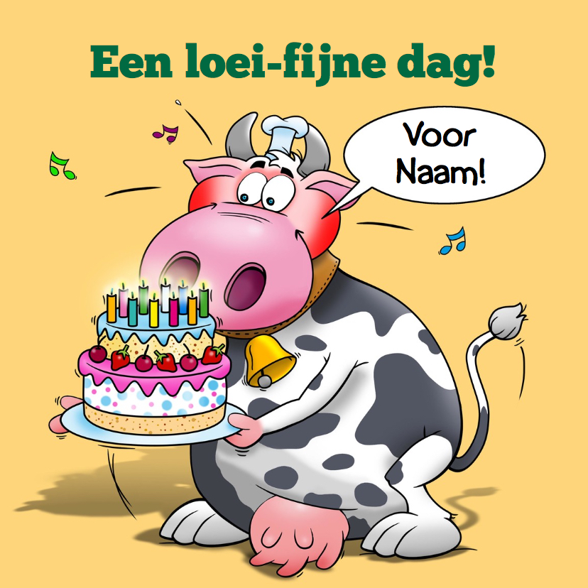Verjaardagskaarten - Grappige verjaardagskaart met koe. Een loeifijne dag