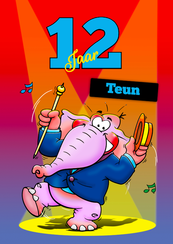 Grappige verjaardagskaart voor tiener dansende olifant - Verjaardagskaarten Verjaardagskaarten - Grappige verjaardagskaart voor tiener dansende olifant